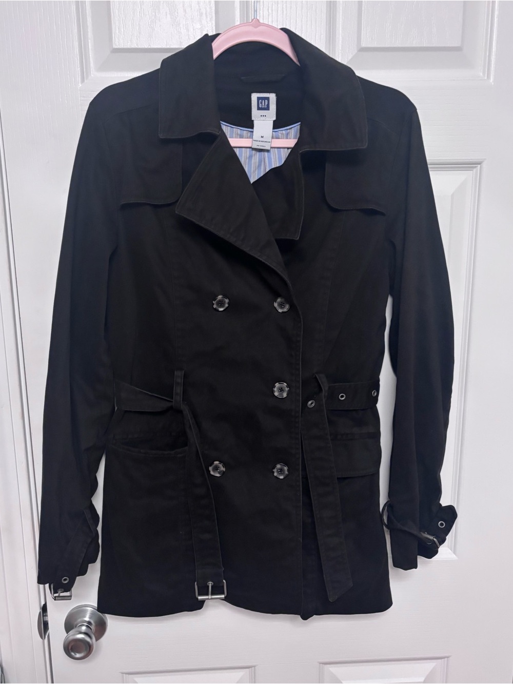 GAP Women's Black Classic Double-Breasted Trench